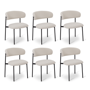 Furnhouse eetkamerstoel Diana – Crème wit – Stof (Bouclé) – Set van 6