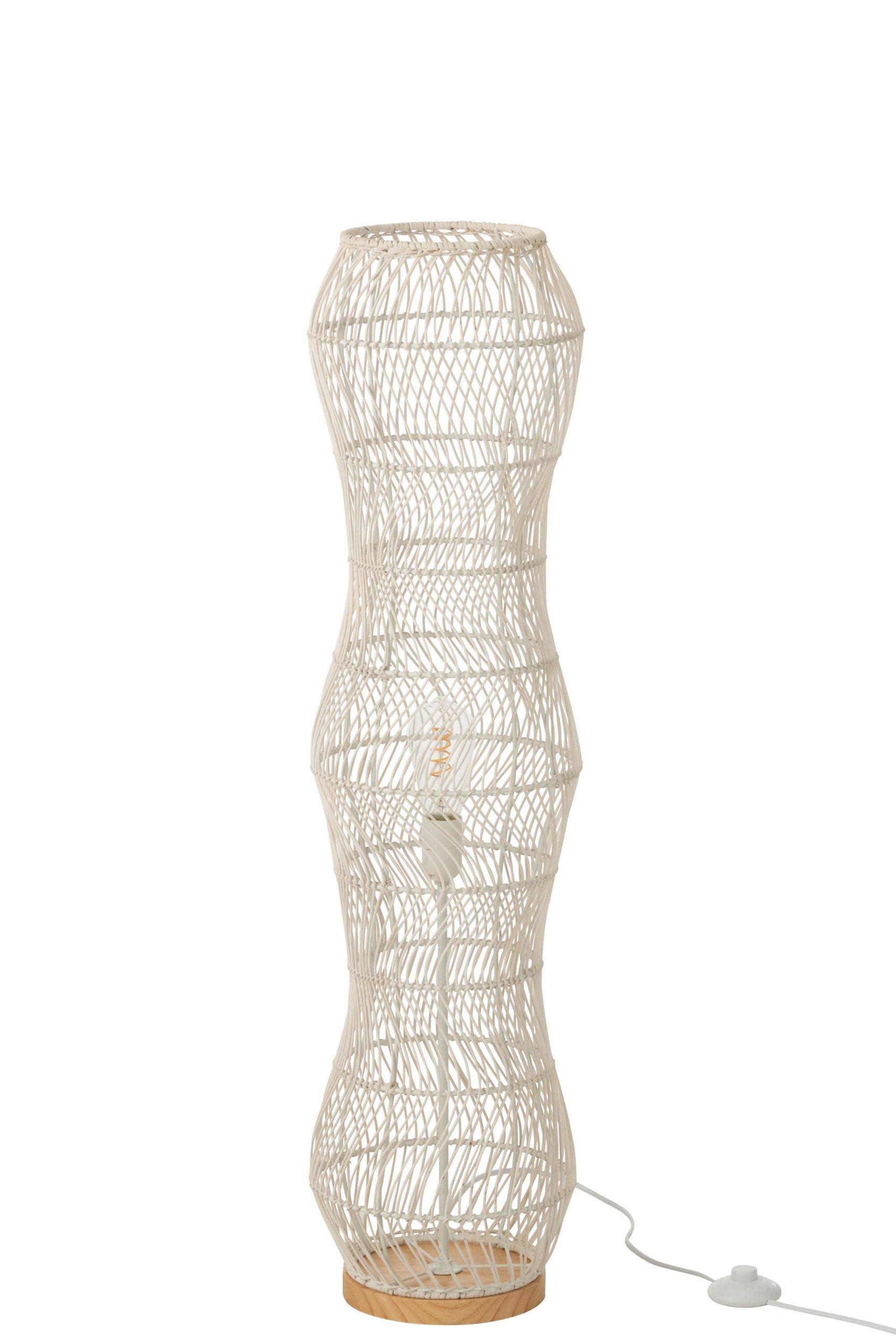 J-Line vloerlamp Getwist - rotan/metaal - wit