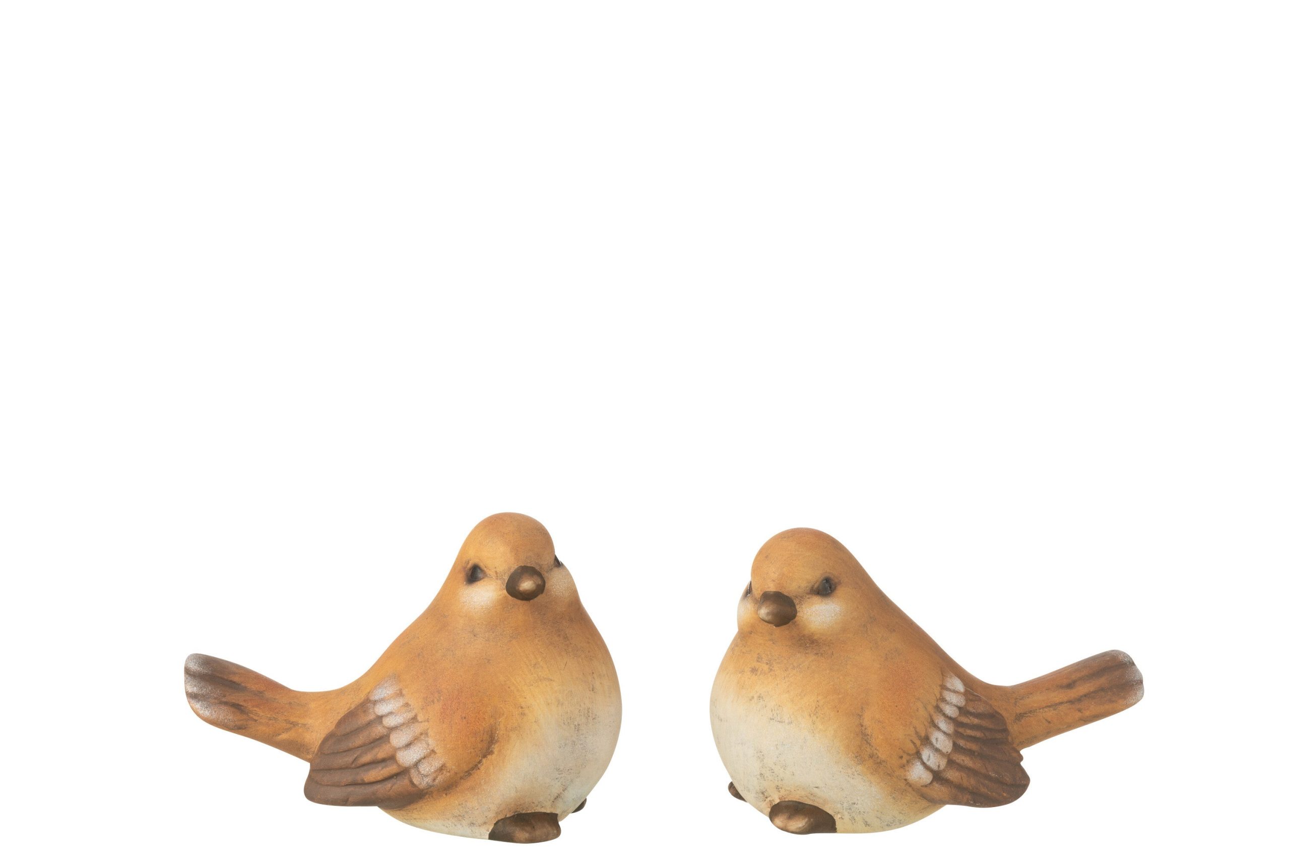 J-Line figuur Vogel - porselein - bruin - large - 2 stuks