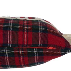 J-Line kussen Ruit Bonheur – polyester – rood/groen