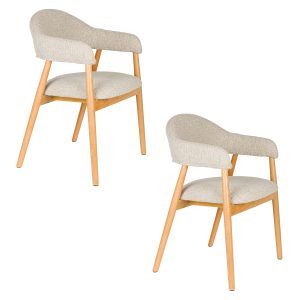 Housecraft Living Indy Eetkamerstoelen Armleuning Lichtbruin/ Beige –