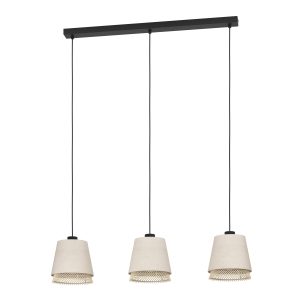 EGLO hanglamp Tabley – e27 – 89 cm – natuur/bruin/zwart – textiel