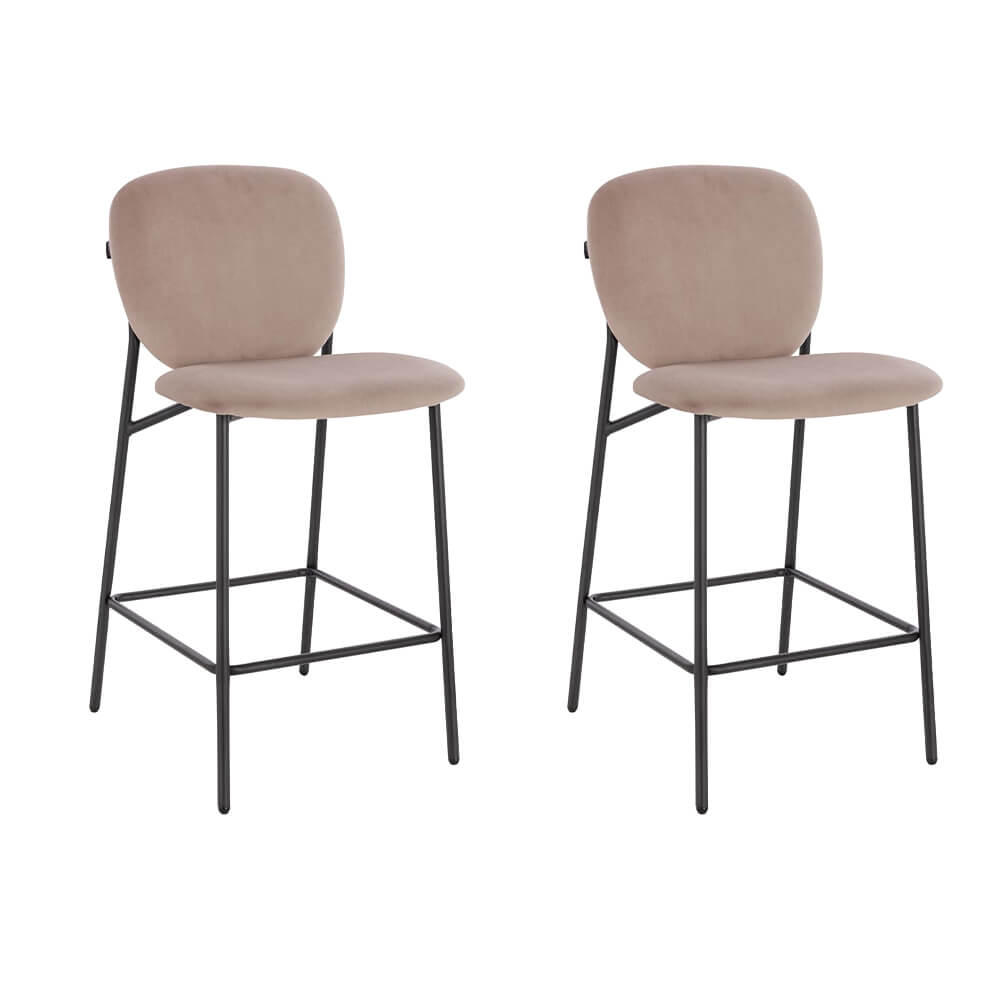 HOME DELUXE CELDA barkrukken fluweel - set van 2 lichtbruin | barstoel