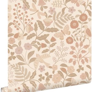 ESTAhome behang bloemen en vogels beige en zacht roze – 53 cm x 10.05 ESTAhome behang bloemen en vogels beige en zacht roze – 53 cm x 10.05