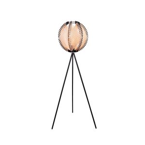 EGLO Vloerlamp Waverton – e27 – textiel/hout – zwart/wit