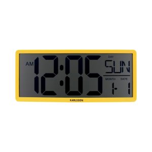Karlsson wandklok Retro LCD – geel – 34.8×2.7×14.8cm
