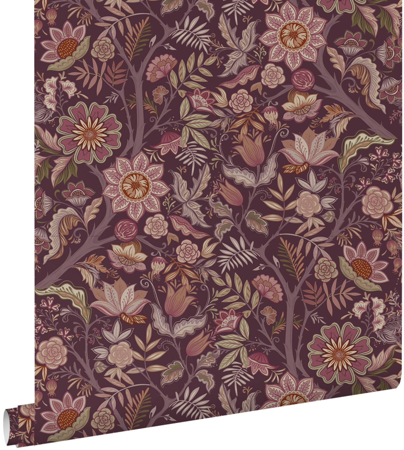 ESTAhome behang vintage bloemen aubergine paars - 53 cm x 10.05 m - 13