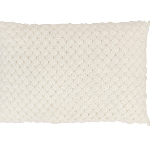 J-Line kussen Gehaakt Kwast – polyester/acryl – wit