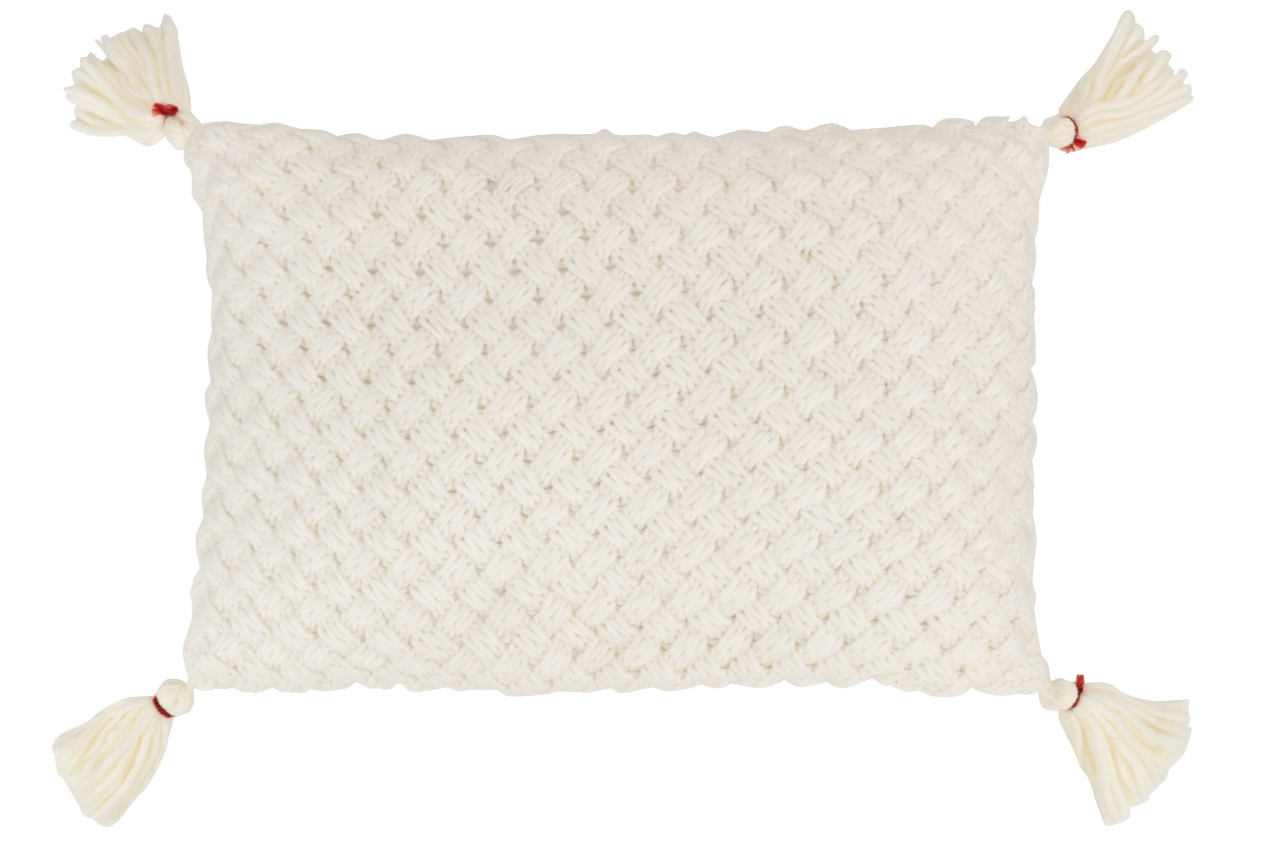 J-Line kussen Gehaakt Kwast - polyester/acryl - wit