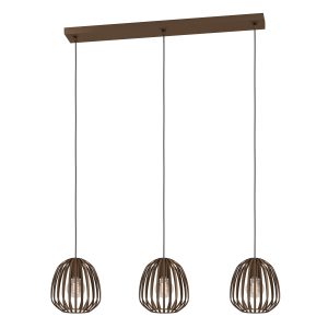 EGLO hanglamp Espinal – 3xe27 – b 90 cm – brons – staal EGLO hanglamp Espinal – 3xe27 – b 90 cm – brons – staal