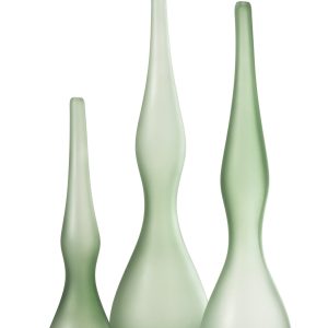 J-Line vaas Adria Gebogen Fluit – glas – muntgroen – 3 stuks – 64 cm h
