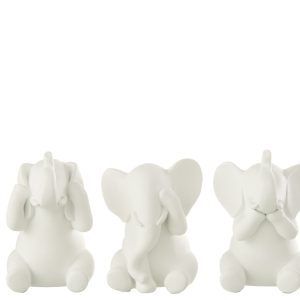 J-Line decoratie Olifant Horen/Zien/Zwijgen – polyresin – wit – 3 stuk J-Line decoratie Olifant Horen/Zien/Zwijgen – polyresin – wit – 3 stuk