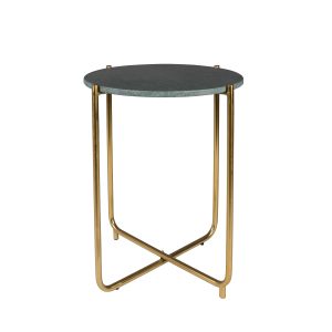 Housecraft Living Timpa Bijzettafel Marmer Rond 44×44 cm Groen/ Goud