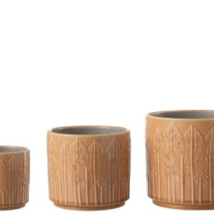 J-Line bloempot Blad – keramiek – roest – large – Ø 17 cm