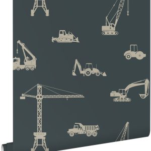 ESTAhome behang voertuigen vergrijsd donker blauw – 53 cm x 10.05 m – ESTAhome behang voertuigen vergrijsd donker blauw – 53 cm x 10.05 m –