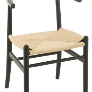 J-Line stoel Toon – beukenhout/touw – zwart