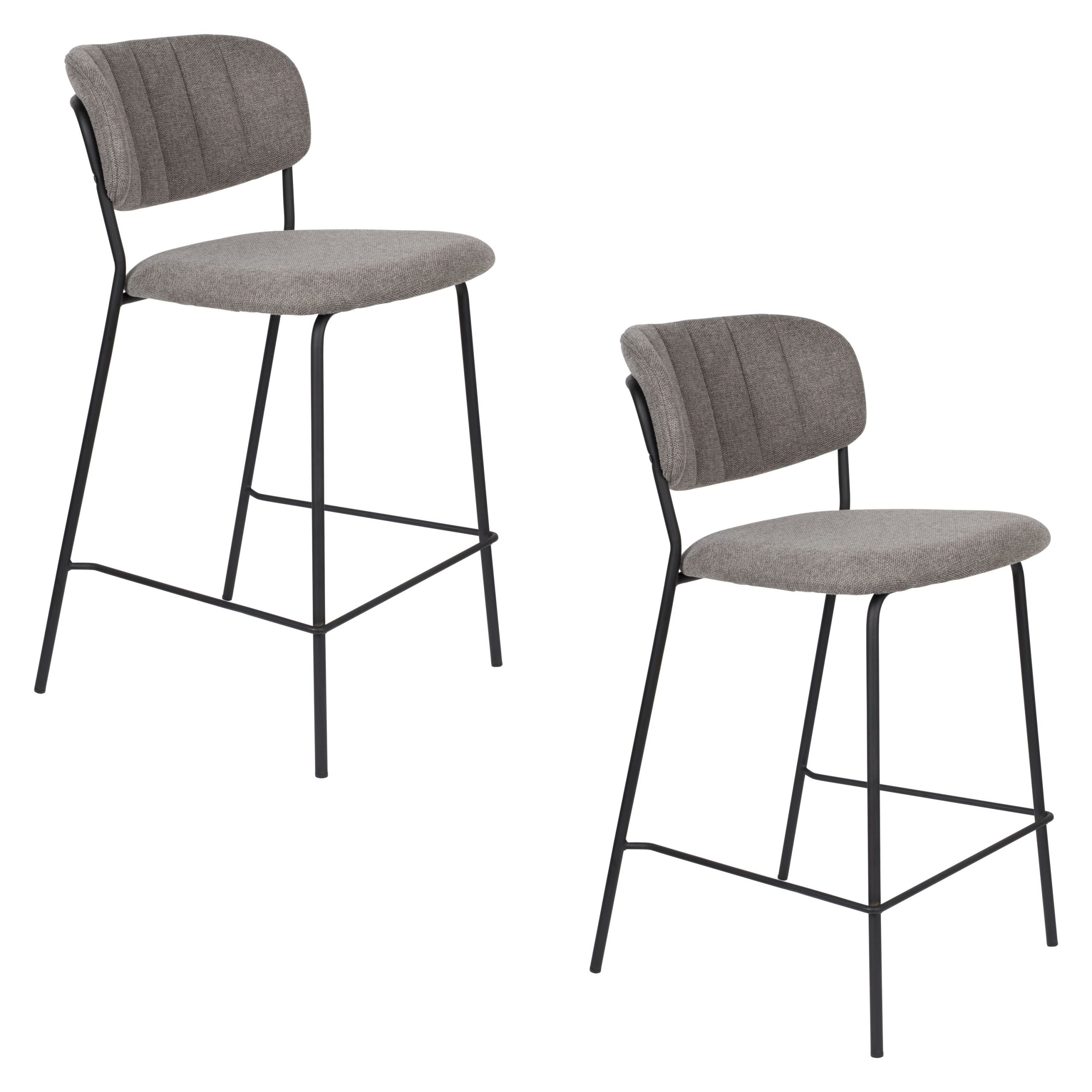 Housecraft Living Jolien Barkrukken rugleuning 65 cm Zwart/ Grijs - Se