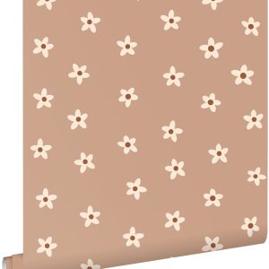 ESTAhome behang madeliefjes terracotta roze – 53 cm x 10.05 m – 131117