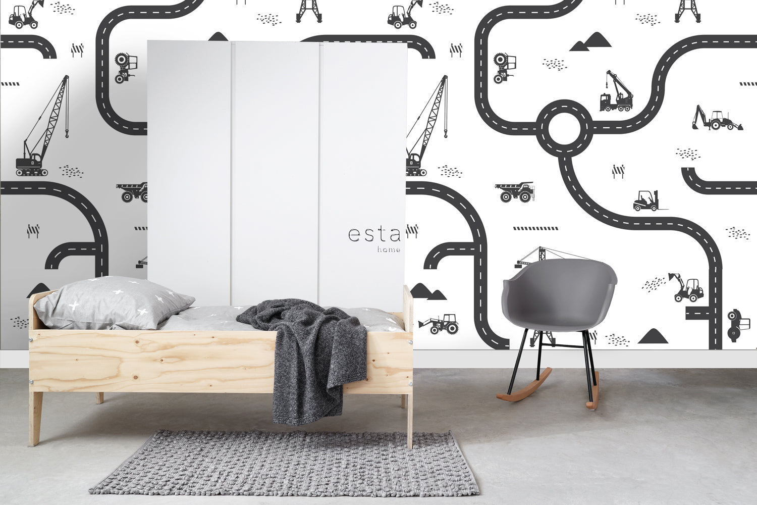 ESTAhome fotobehang voertuigen zwart wit - 200 x 279 cm - 159057