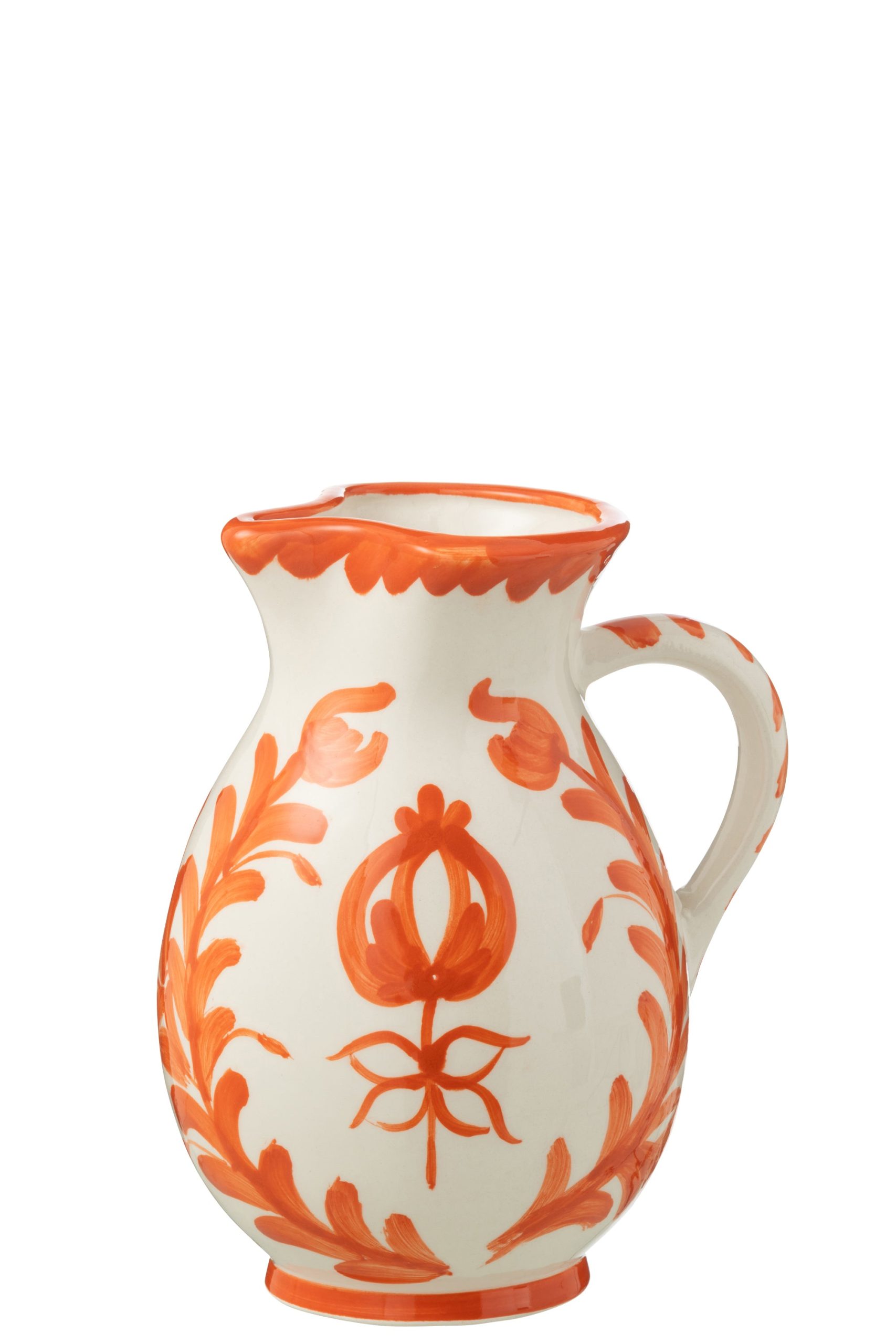 J-Line kruik Granada - keramiek - wit/oranje - medium