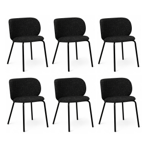 Furnhouse eetkamerstoel Nanna – Zwart – Stof (Bouclé) – Set van 6