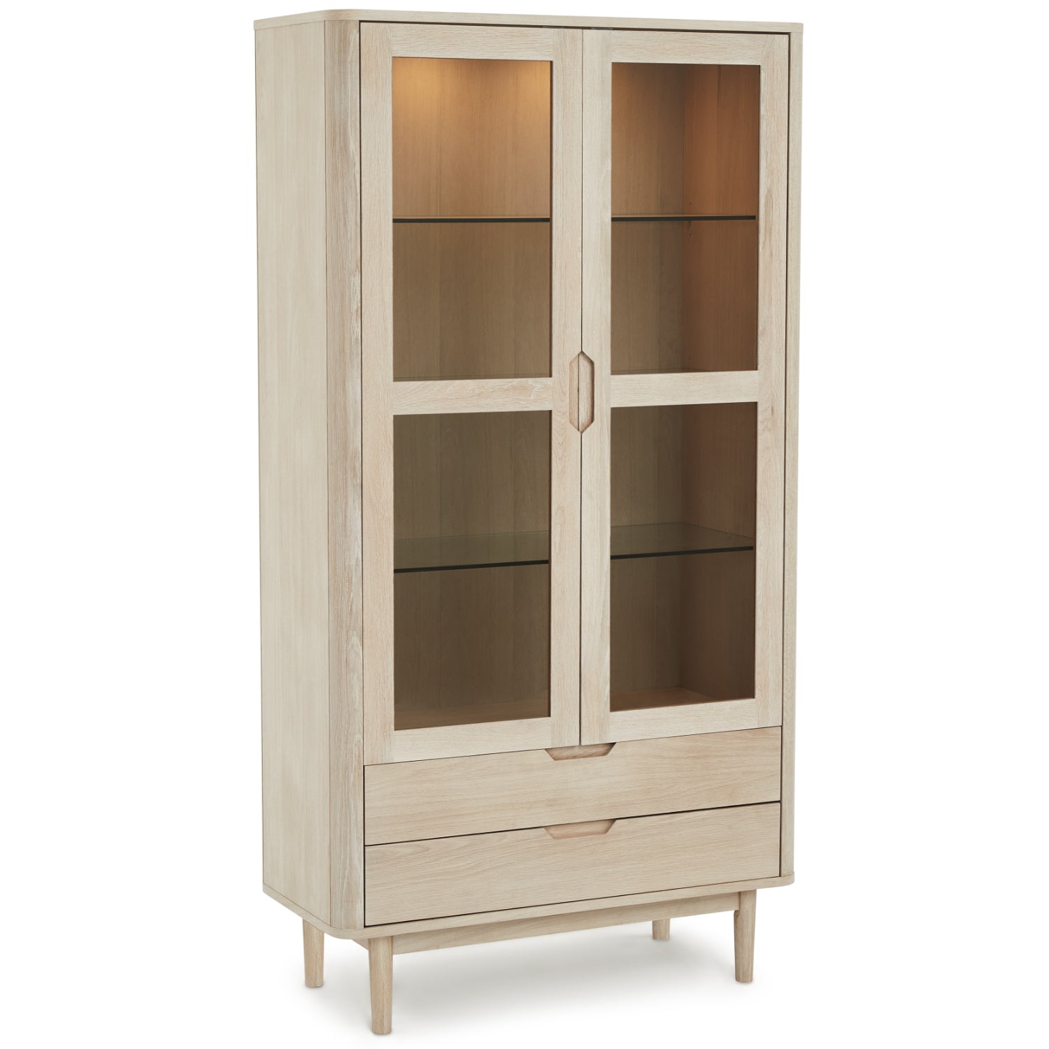 Furnhouse vitrinekast Nyborg - Witte olie - MDF, Eikenfineer, Glas - 4