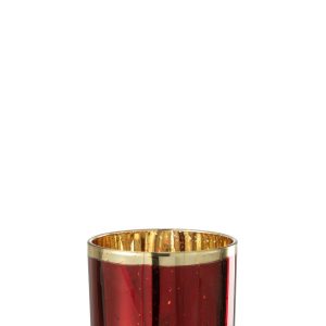 J-Line windlicht Goud Rand – glas – goud/rood – large
