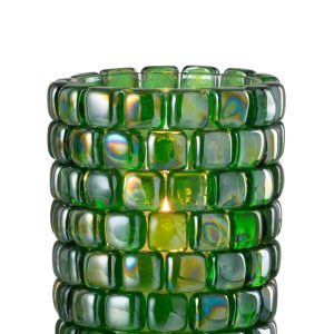J-Line theelichthouder Vierkant mozaiek – glas – groen – large