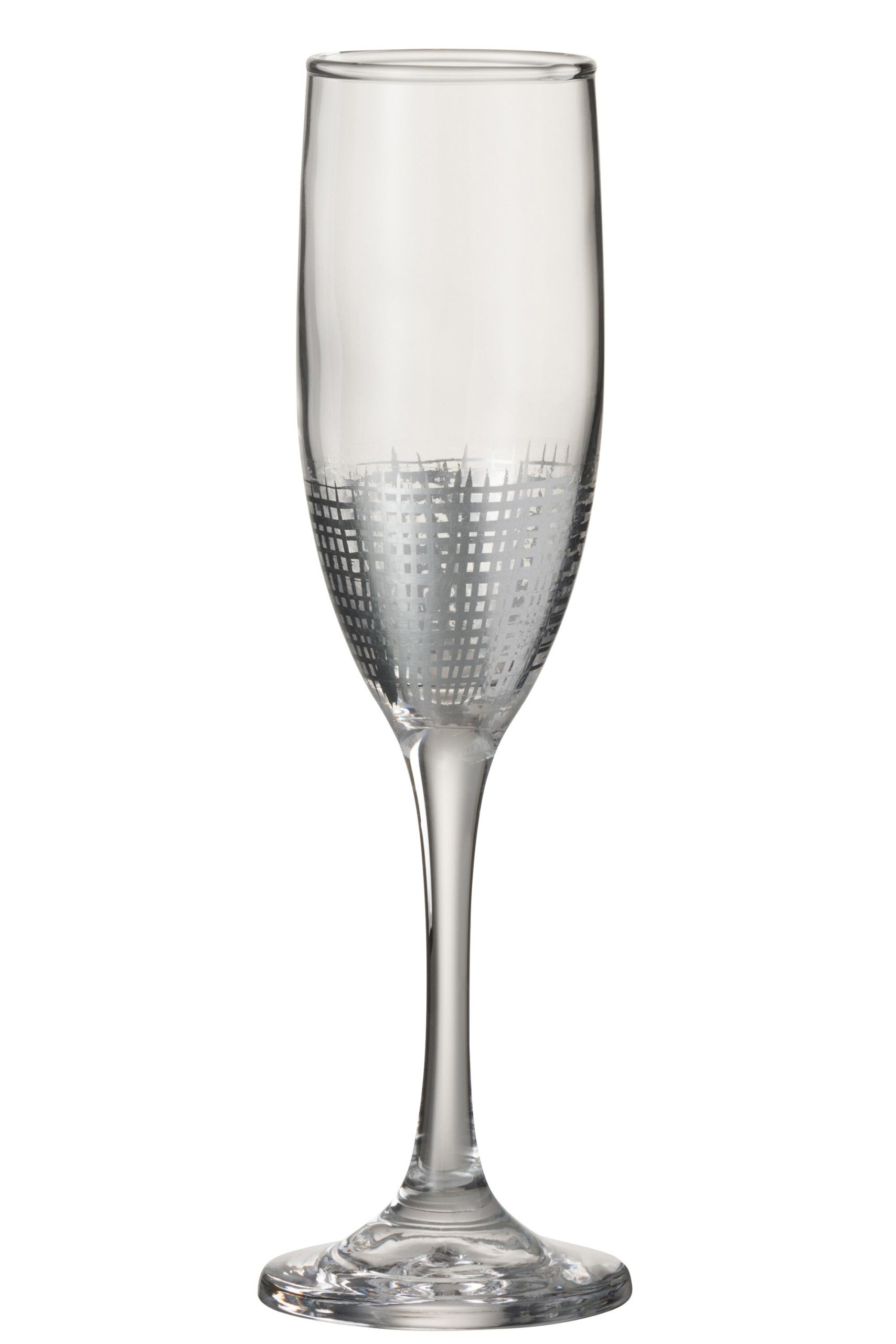J-Line glas champagne Raster - glas - zilver/transparant - 4 stuks