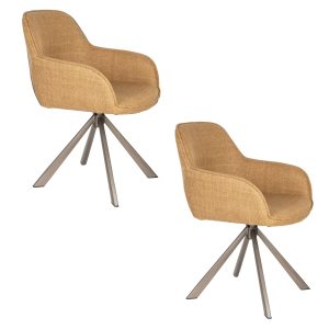 Housecraft Living Toye Eetkamerstoelen draaibaar Geel – Set van 2