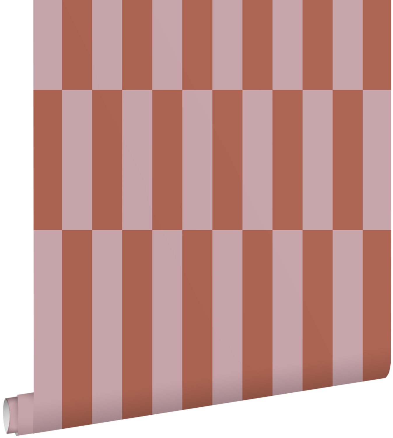 ESTAhome behang strepen terracotta en oudroze - 53 cm x 10.05 m - 1312