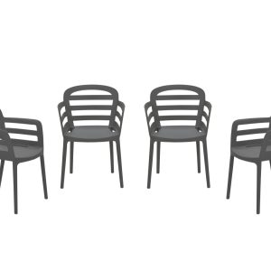 Garden Impressions Formello tuinstoelen set van 4 antraciet