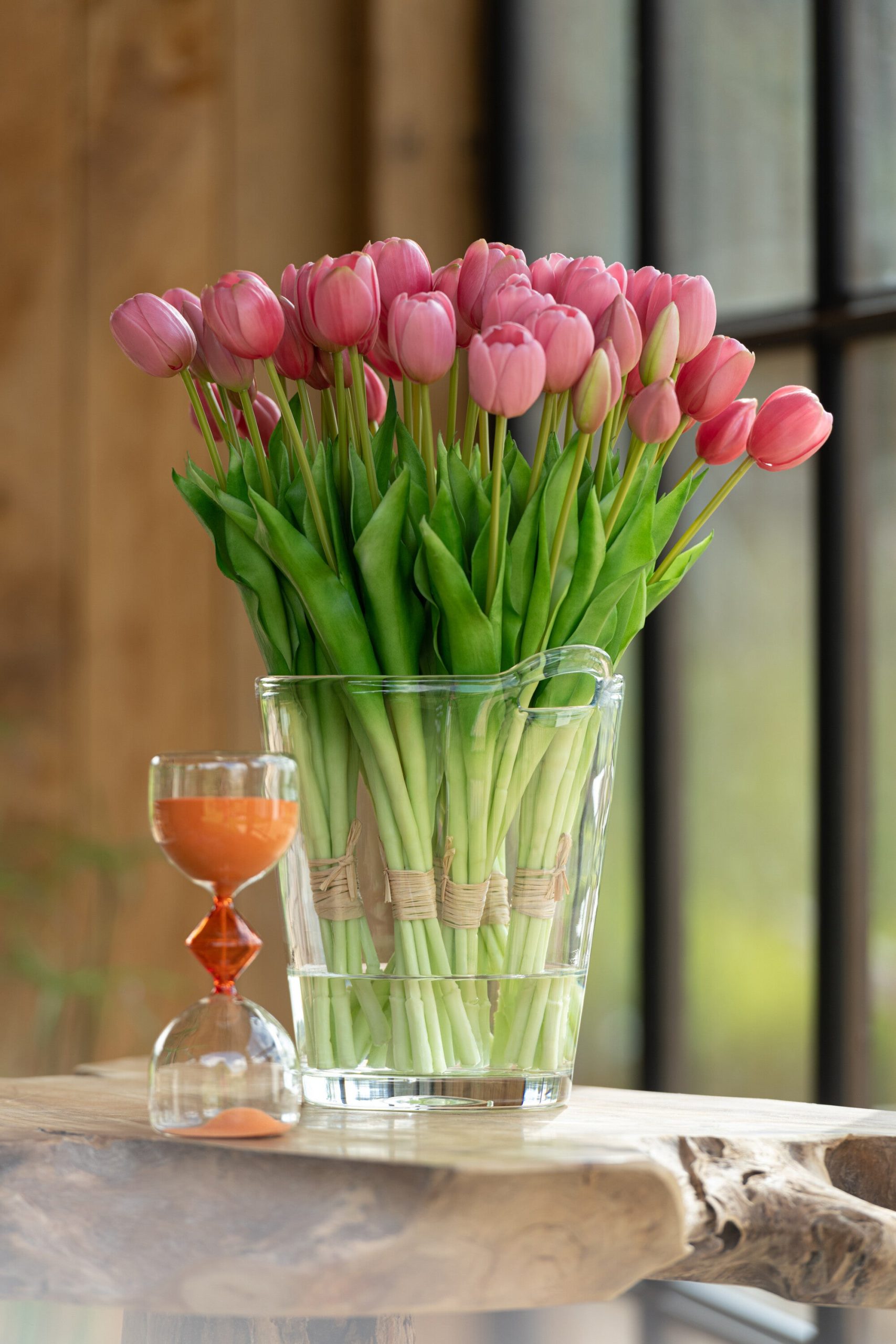 J-Line boeket Tulpen 7 Stuks - kunststof - roze - large