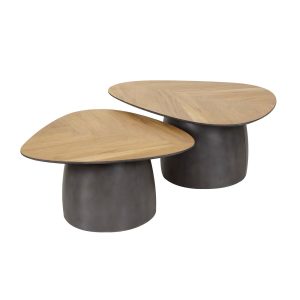 Giga Meubel Salontafel Infinite – Naturel Hout – Set van 2 – 90x75x40c