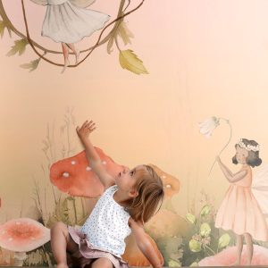 ESTAhome fotobehang elfjes roze en groen – 250 x 279 cm – 159501 ESTAhome fotobehang elfjes roze en groen – 250 x 279 cm – 159501