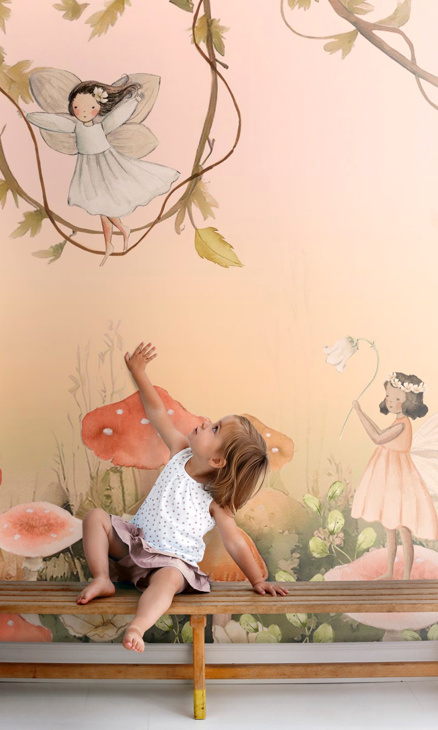 ESTAhome fotobehang elfjes roze en groen - 250 x 279 cm - 159501