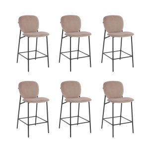 HOME DELUXE CELDA barkrukken fluweel – set van 6 lichtbruin | Barstoel HOME DELUXE CELDA barkrukken fluweel – set van 6 lichtbruin | Barstoel