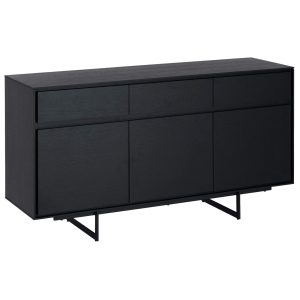 Furnhouse 3-deurs dressoir Tokyo – Zwart – MDF, zwart eikenfineer – 45