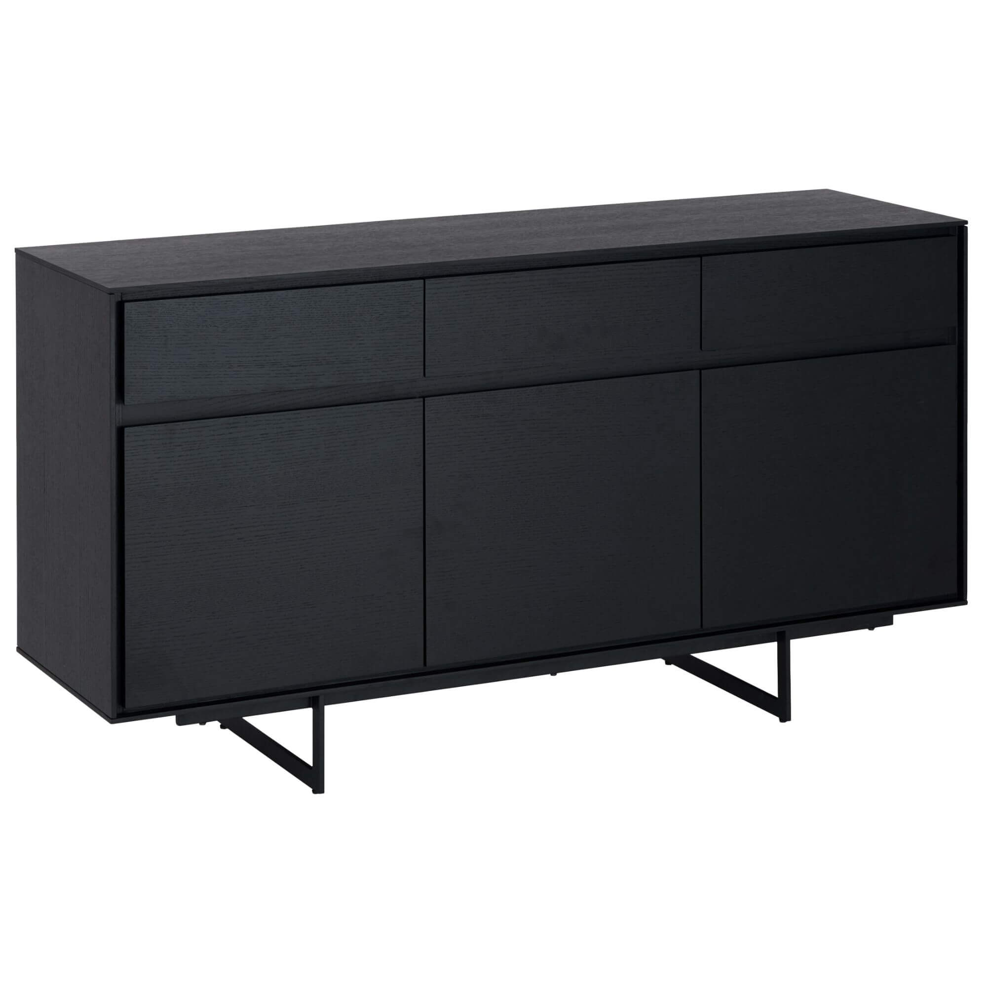 Furnhouse 3-deurs dressoir Tokyo - Zwart - MDF, zwart eikenfineer - 45