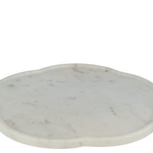 J-Line plateau Bloem Roterend Marmer- steen – wit