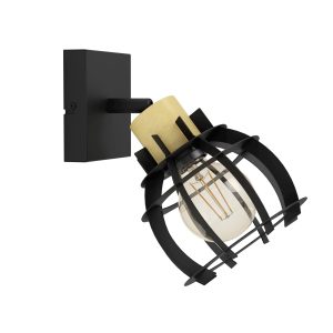EGLO wandStillington 1 – en plafondlamp – e27 – hout – zwart