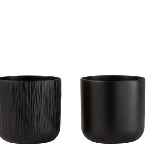 J-Line bloempot Gen – keramiek – zwart – large – 2 stuks – Ø 18.5 cm J-Line bloempot Gen – keramiek – zwart – large – 2 stuks – Ø 18.5 cm
