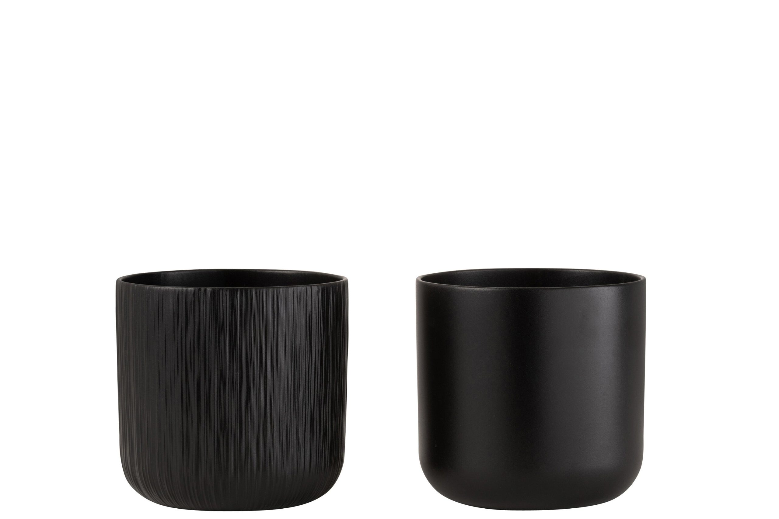 J-Line bloempot Gen - keramiek - zwart - large - 2 stuks - Ø 18.5 cm