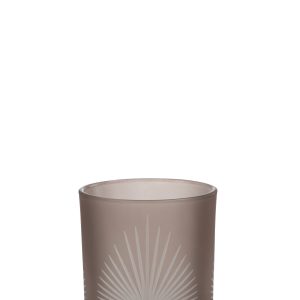 J-Line windlicht Palmblad – glas – beige – medium J-Line windlicht Palmblad – glas – beige – medium