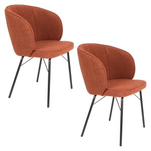 Housecraft Living Joa Eetkamerstoelen Armleuning Bouclé Terra – Set va