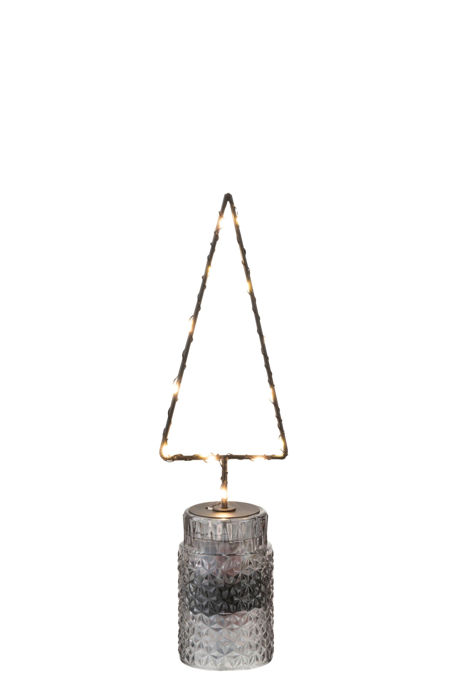 J-Line decoratie Kerstboom Open - metaal - zwart - LED lichtjes - smal