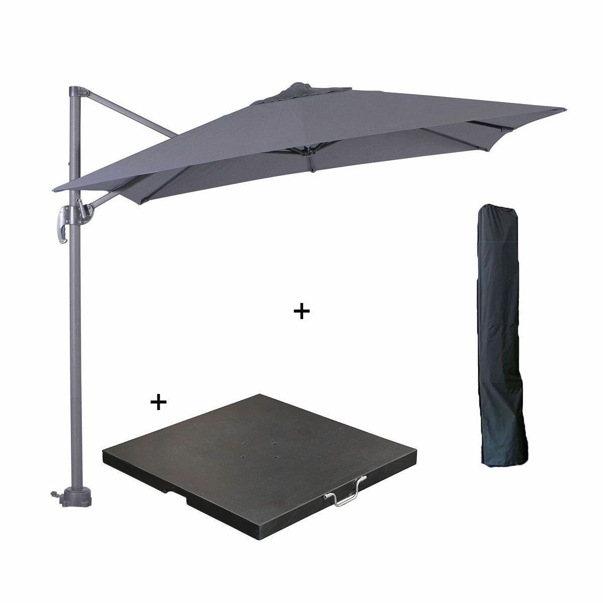 Garden Impressions zweefparasol Hawaii S d. grijs 250x250 cm incl 80 k