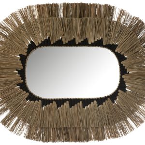 J-Line spiegel Ovaal Motief 2 lagen – glas – naturel/zwart – 115 x 90 J-Line spiegel Ovaal Motief 2 lagen – glas – naturel/zwart – 115 x 90
