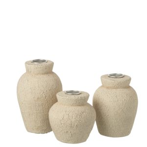 J-Line kaarshouder – cement – beige – large – set van 3 J-Line kaarshouder – cement – beige – large – set van 3