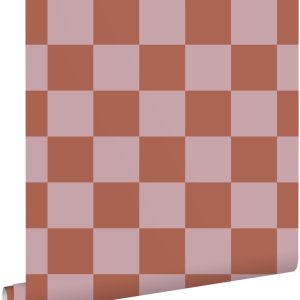 ESTAhome behang geblokt motief terracotta en oudroze – 53 cm x 10.05 m ESTAhome behang geblokt motief terracotta en oudroze – 53 cm x 10.05 m